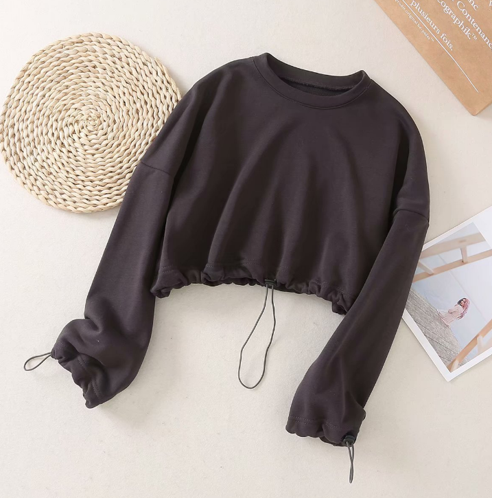 Winter Full Sleeve Drawstring Short Top