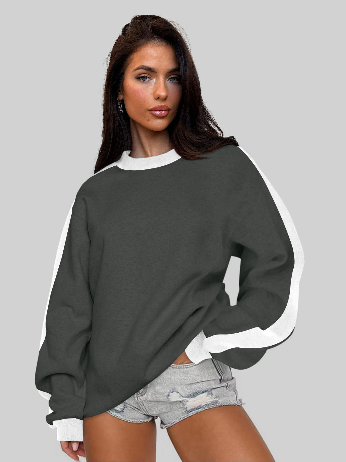 Women's Contrast Color  Loose Sweater