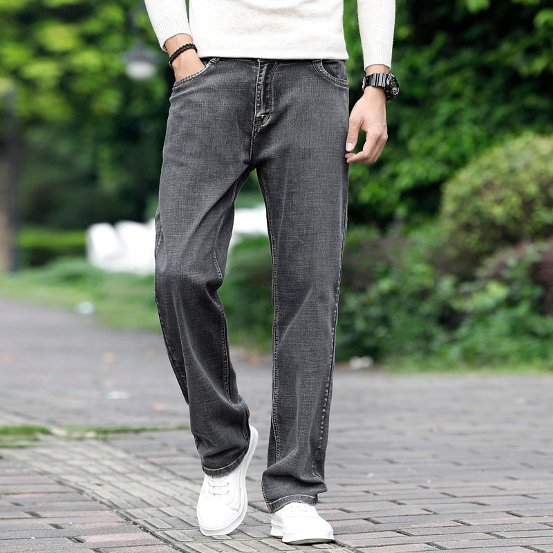 Men Grey Denim Jeans Straight