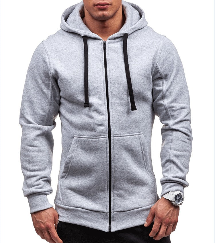 New Men Solid Color Zippered Jacket