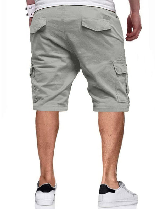 New style men's Overalls Drawstring Color Block Casual Shorts