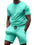 New men's  solid color short-sleeved T-shirt +Shorts Set