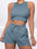 Solid Color Sleeveless Shorts Set