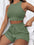 Solid Color Sleeveless Shorts Set