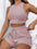Solid Color Sleeveless Shorts Set