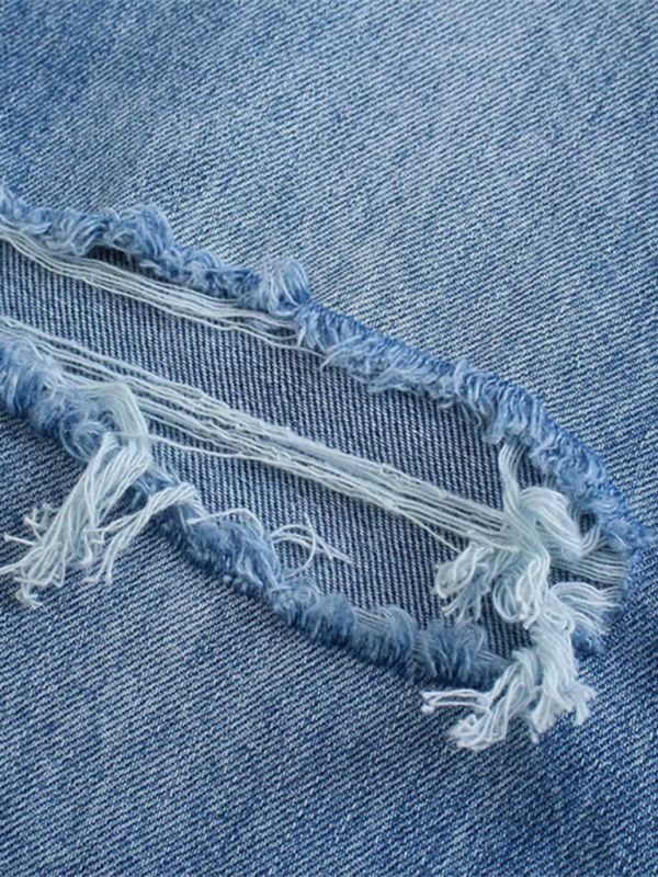 New High Waist versatile ripped blue wide leg jeans