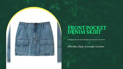Front Pocket Denim Skirt by@Outfy