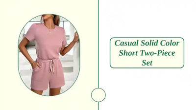 Casual solid color short two-piece set by@Outfy