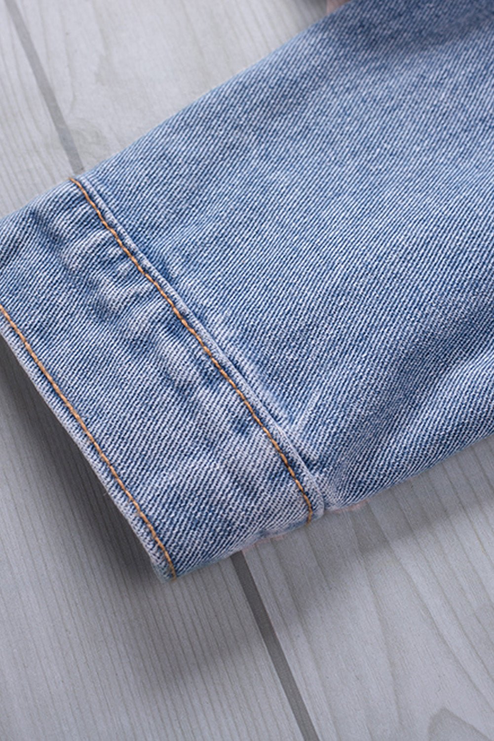 Button Down Collared Neck Denim Jacket - Talk to the tee store