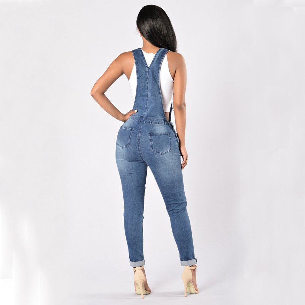 Denim High Waist Jumpsuit - Talk to the tee store
