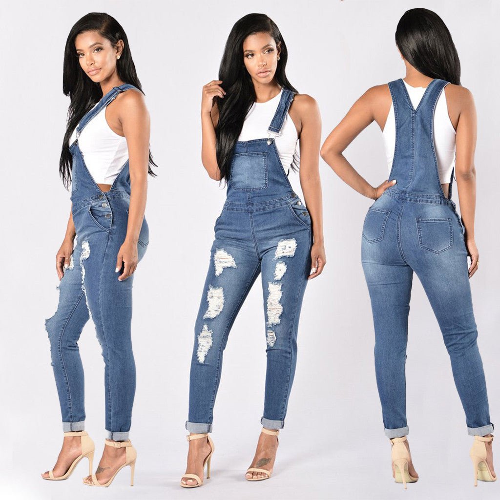 Denim High Waist Jumpsuit - Talk to the tee store