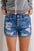 Distressed Button Fly Striped Lining Denim Shorts - Talk to the tee store