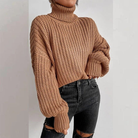 Long Sleeve Loose Pullover Turtleneck Sweater - Talk to the tee store