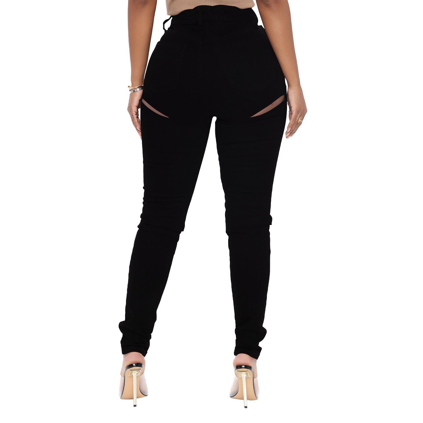 Mid Waist Slim-fit Ripped jeans - Talk to the tee store