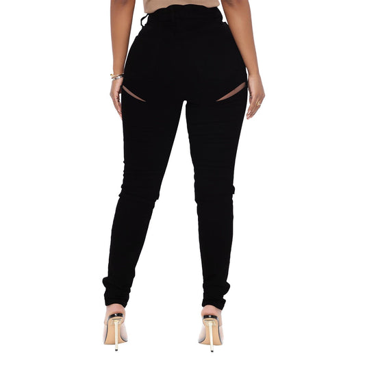 Mid Waist Slim-fit Ripped jeans - Talk to the tee store