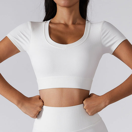 New Yoga Short Sleeved Sports Top - Talk to the tee store