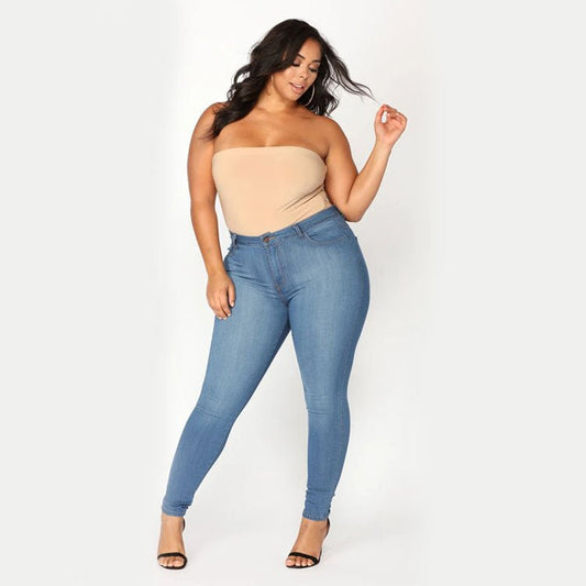 Plus Size High Waist Denim Jeans - Talk to the tee store