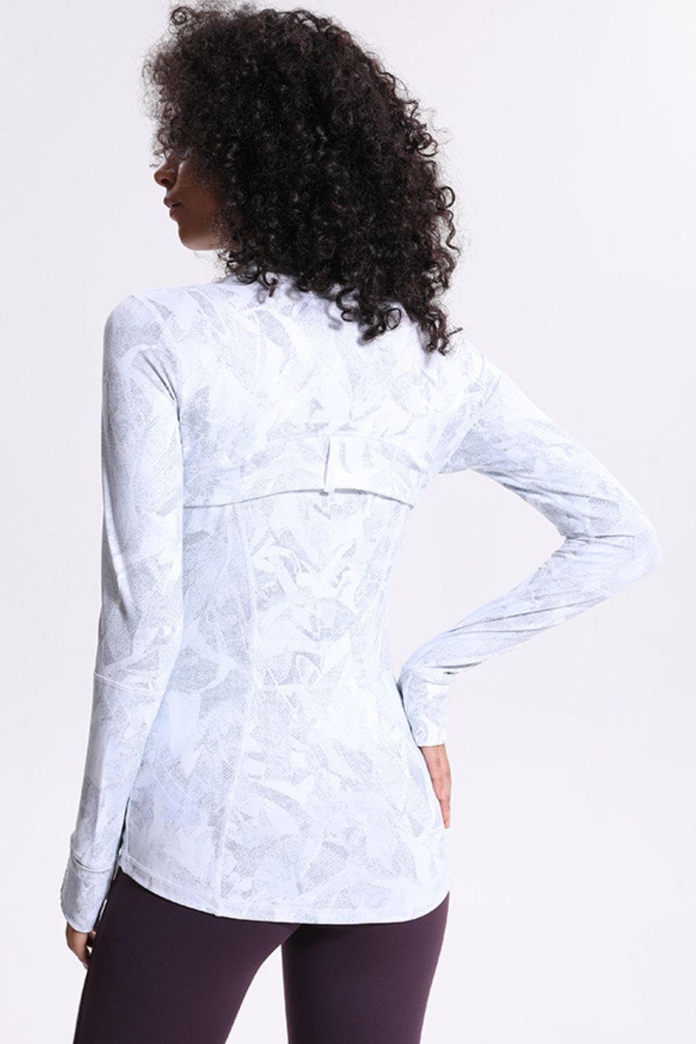 Printed Zip Up Thumbhole Sleeve Sports Jacket - Talk to the tee store