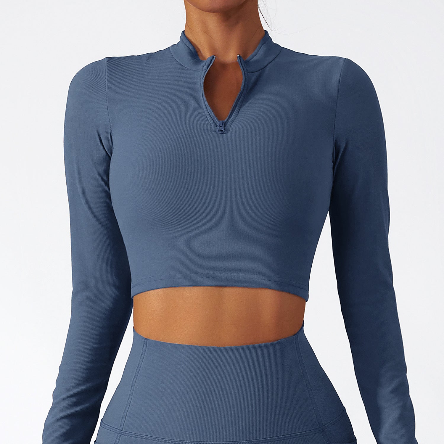 Stand Collar Zipper Long-Sleeved Yoga Set - Talk to the tee store