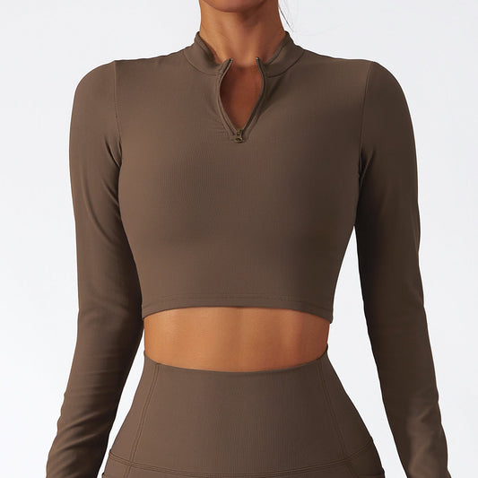 Stand Collar Zipper Long-Sleeved Yoga Set - Talk to the tee store