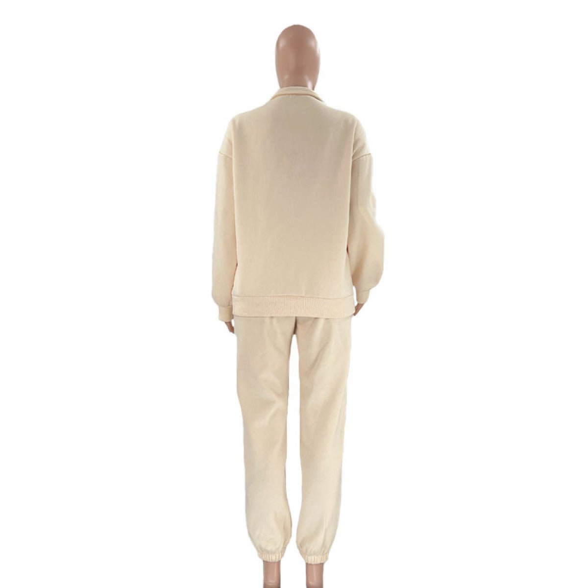 Stand-Up Collar Zipper Pullover Long-Sleeved Sweatshirts & Tie Pants Sets - Talk to the tee store