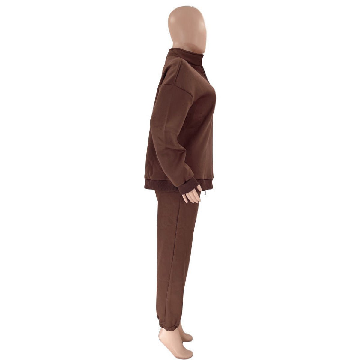 Stand-Up Collar Zipper Pullover Long-Sleeved Sweatshirts & Tie Pants Sets - Talk to the tee store