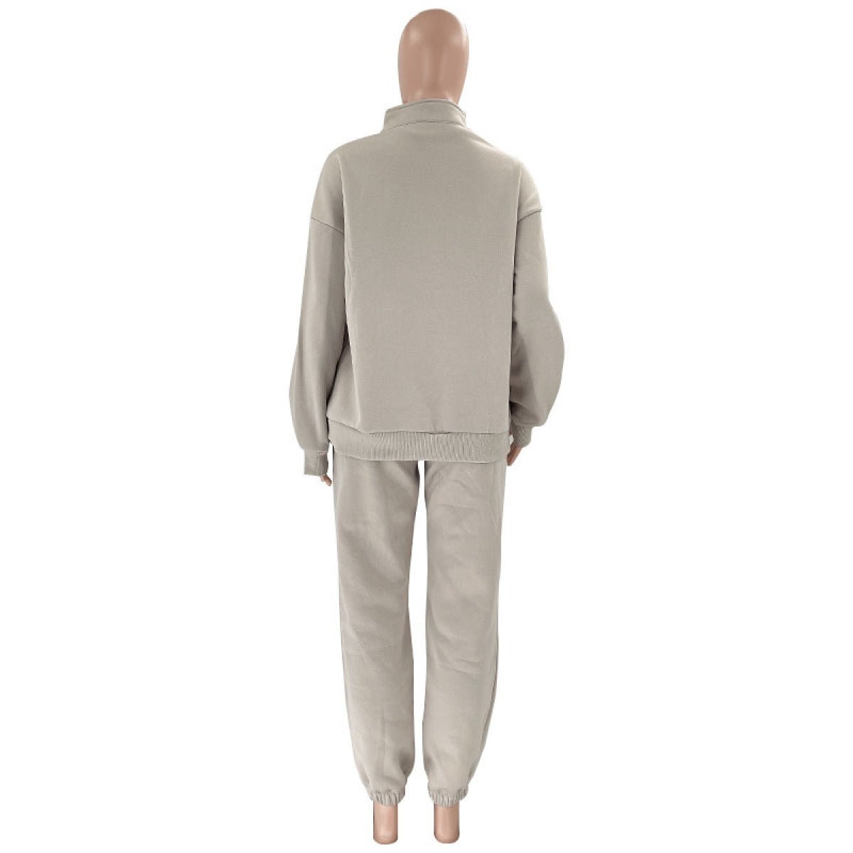 Stand-Up Collar Zipper Pullover Long-Sleeved Sweatshirts & Tie Pants Sets - Talk to the tee store