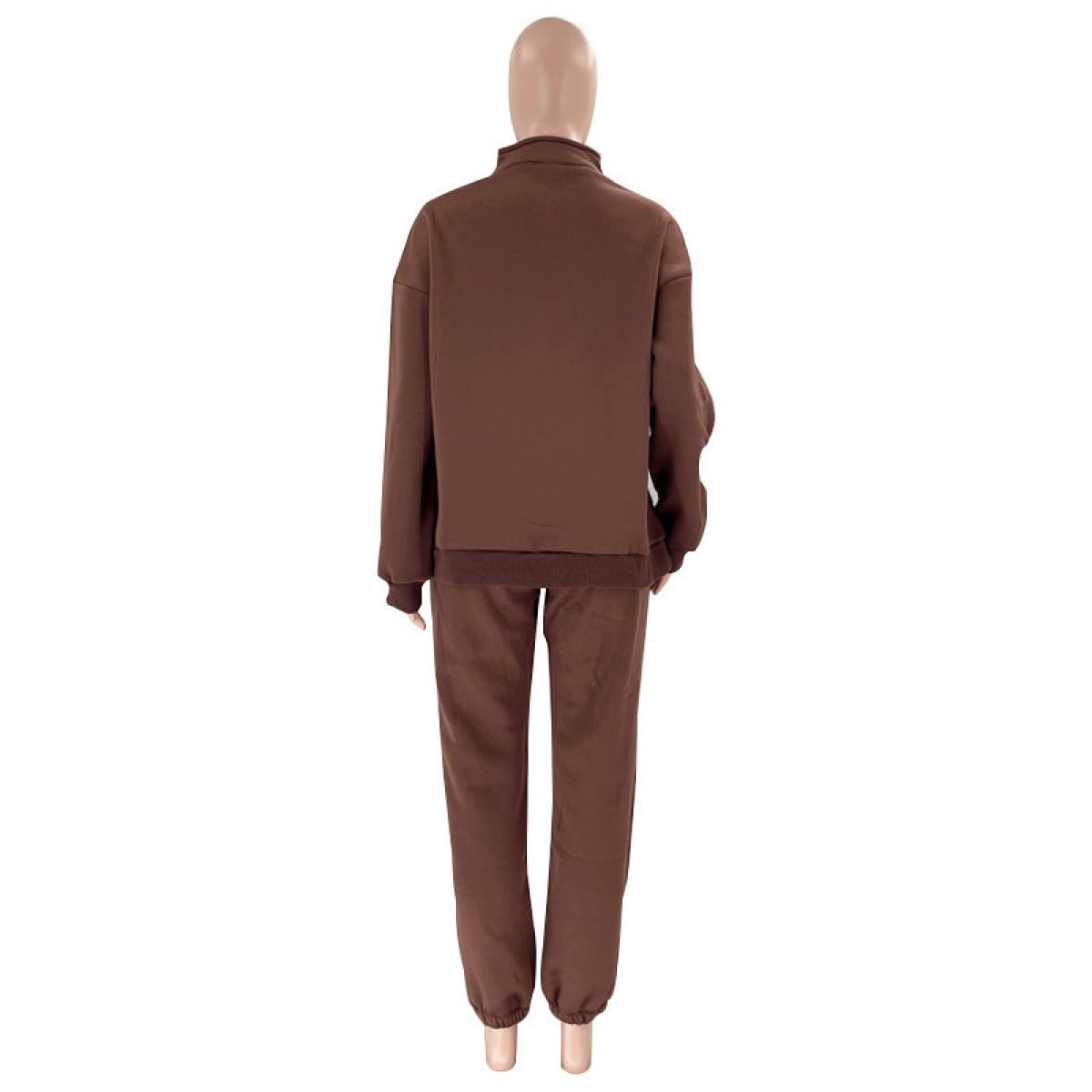 Stand-Up Collar Zipper Pullover Long-Sleeved Sweatshirts & Tie Pants Sets - Talk to the tee store