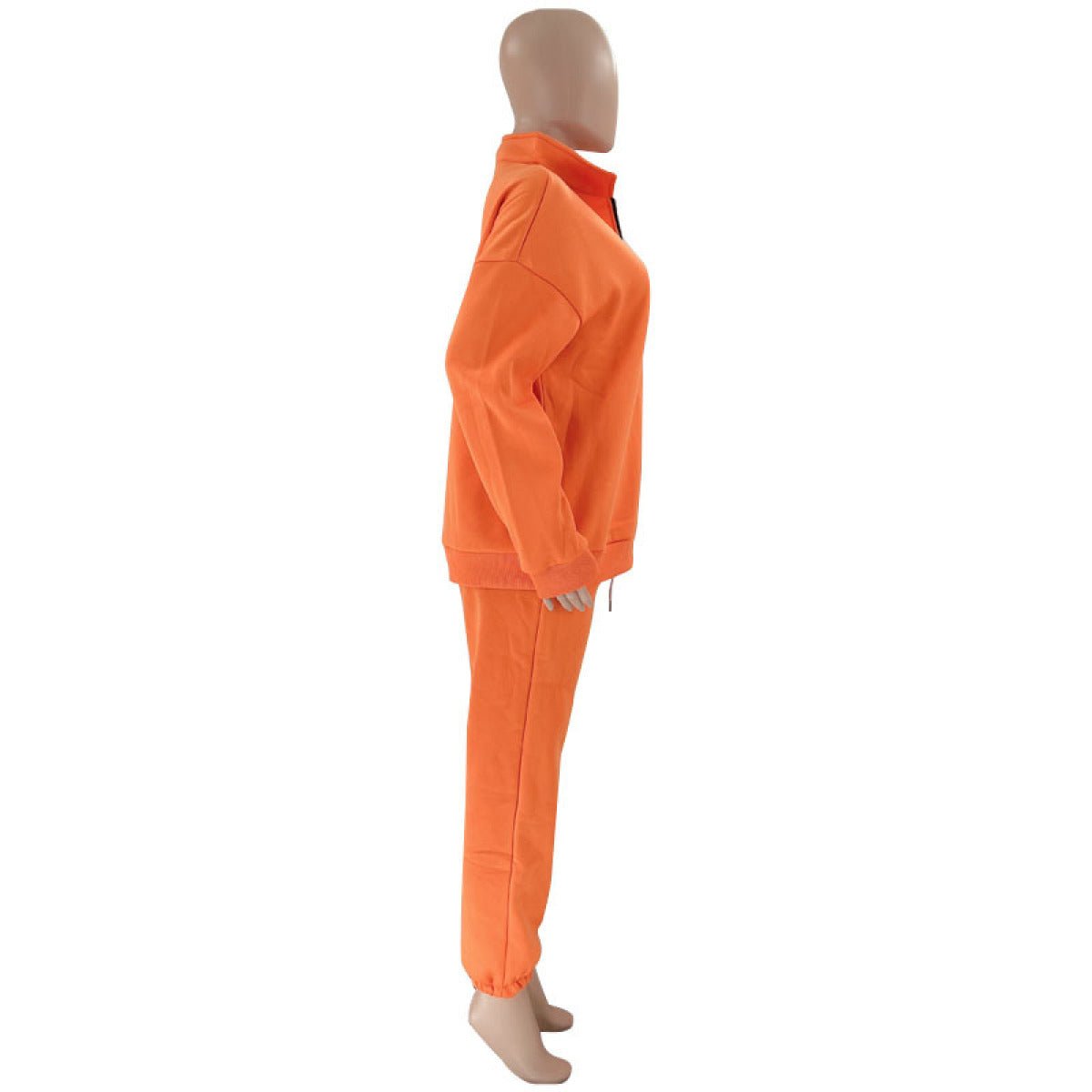 Stand-Up Collar Zipper Pullover Long-Sleeved Sweatshirts & Tie Pants Sets - Talk to the tee store