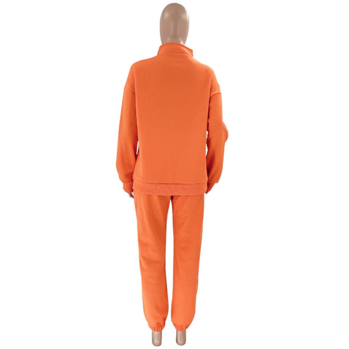 Stand-Up Collar Zipper Pullover Long-Sleeved Sweatshirts & Tie Pants Sets - Talk to the tee store