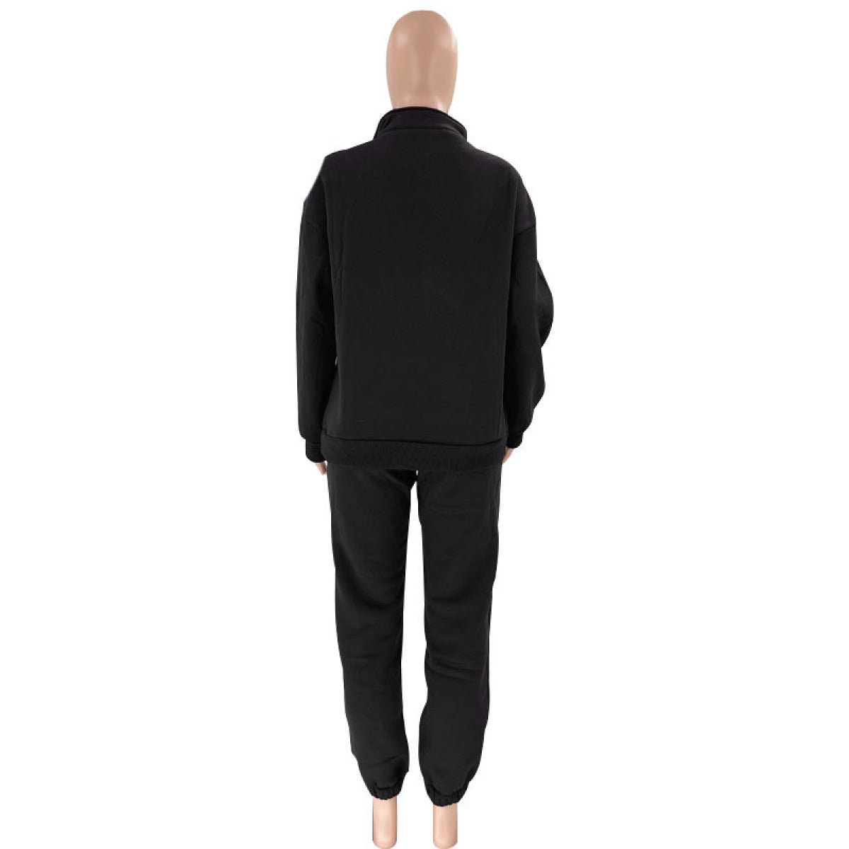 Stand-Up Collar Zipper Pullover Long-Sleeved Sweatshirts & Tie Pants Sets - Talk to the tee store