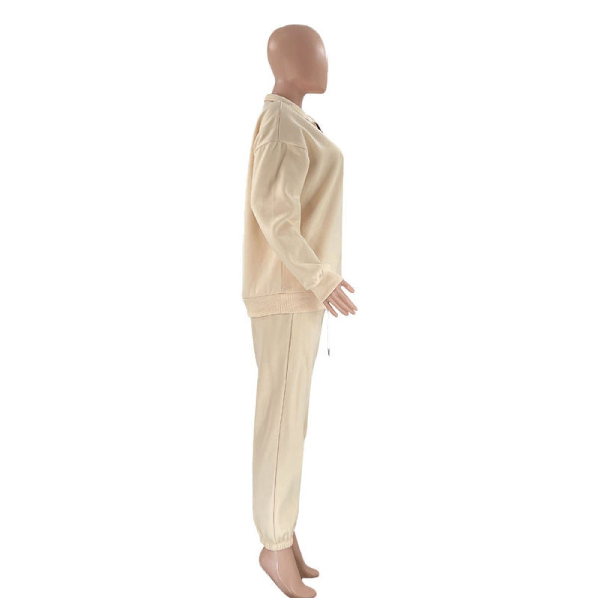 Stand-Up Collar Zipper Pullover Long-Sleeved Sweatshirts & Tie Pants Sets - Talk to the tee store