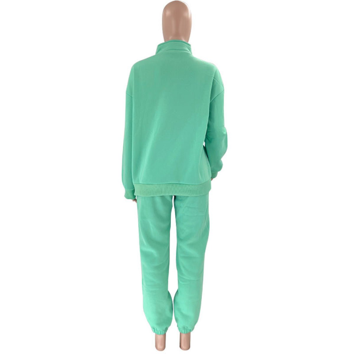 Stand-Up Collar Zipper Pullover Long-Sleeved Sweatshirts & Tie Pants Sets - Talk to the tee store
