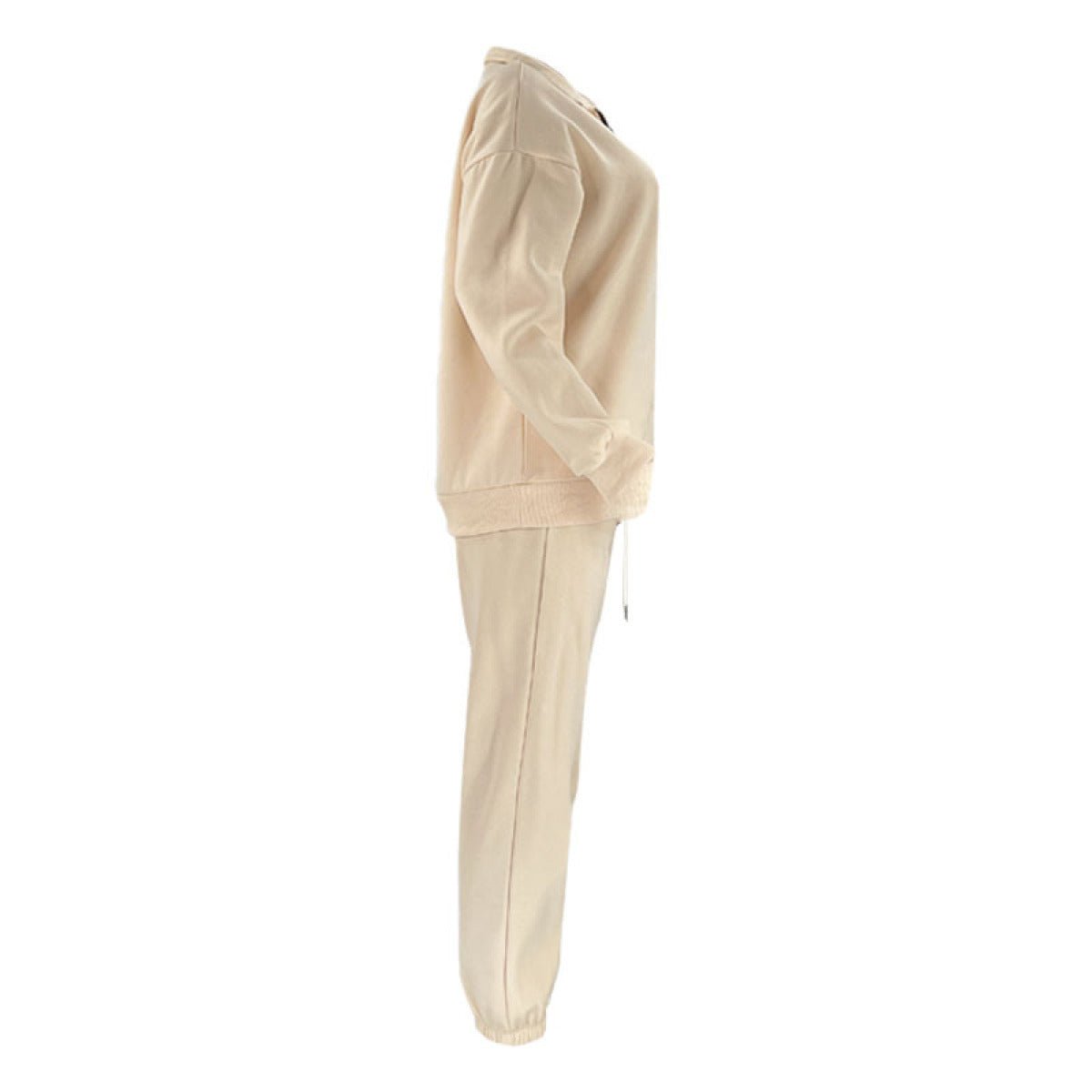 Stand-Up Collar Zipper Pullover Long-Sleeved Sweatshirts & Tie Pants Sets - Talk to the tee store