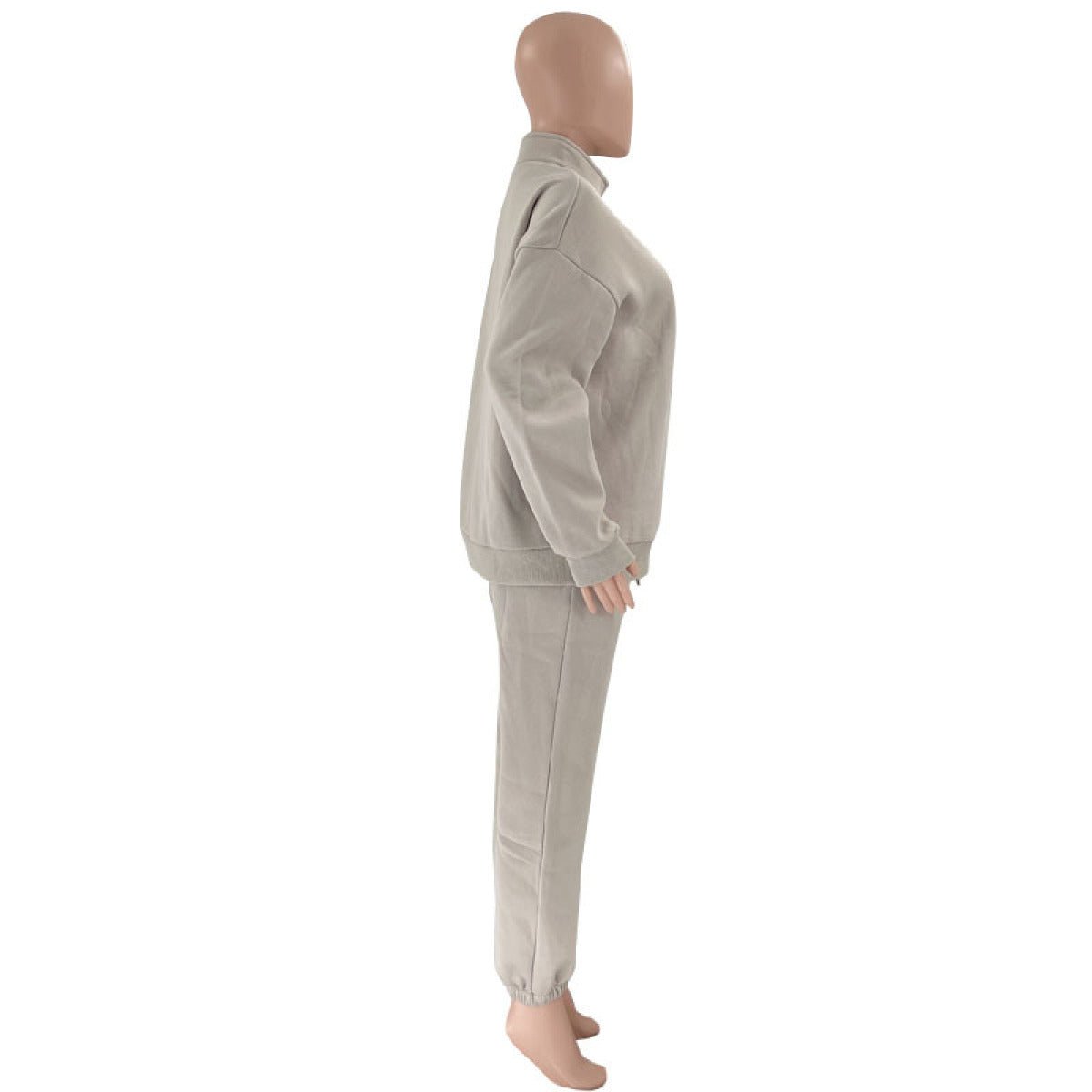 Stand-Up Collar Zipper Pullover Long-Sleeved Sweatshirts & Tie Pants Sets - Talk to the tee store