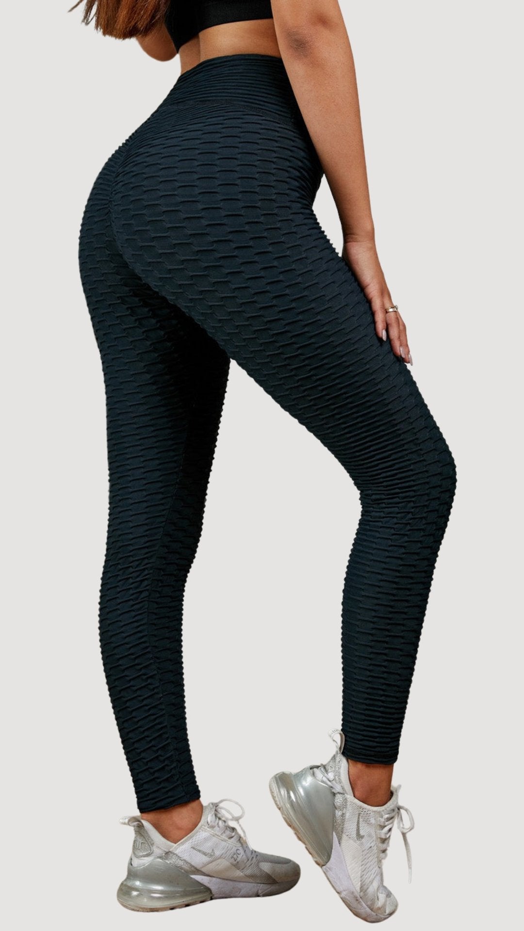 Textured High Waist Active Leggings - Talk to the tee store
