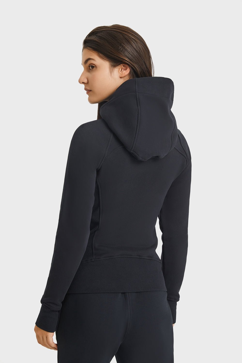 Zip Up Seam Detail Hooded Sports Jacket - Talk to the tee store
