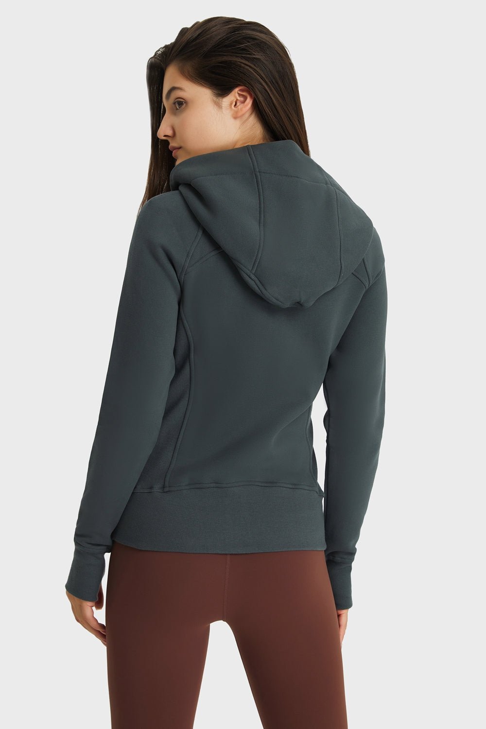Zip Up Seam Detail Hooded Sports Jacket - Talk to the tee store