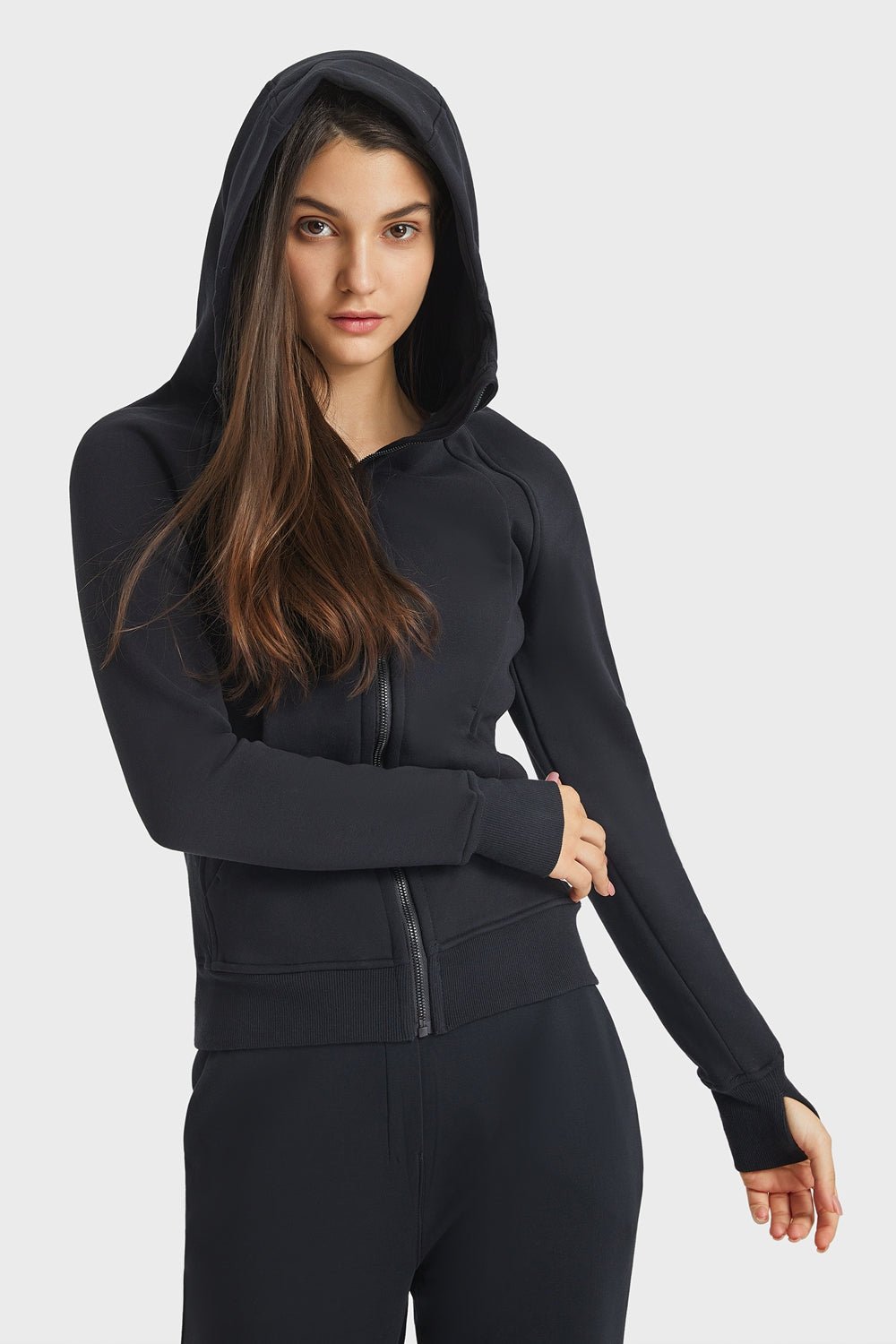 Zip Up Seam Detail Hooded Sports Jacket - Talk to the tee store