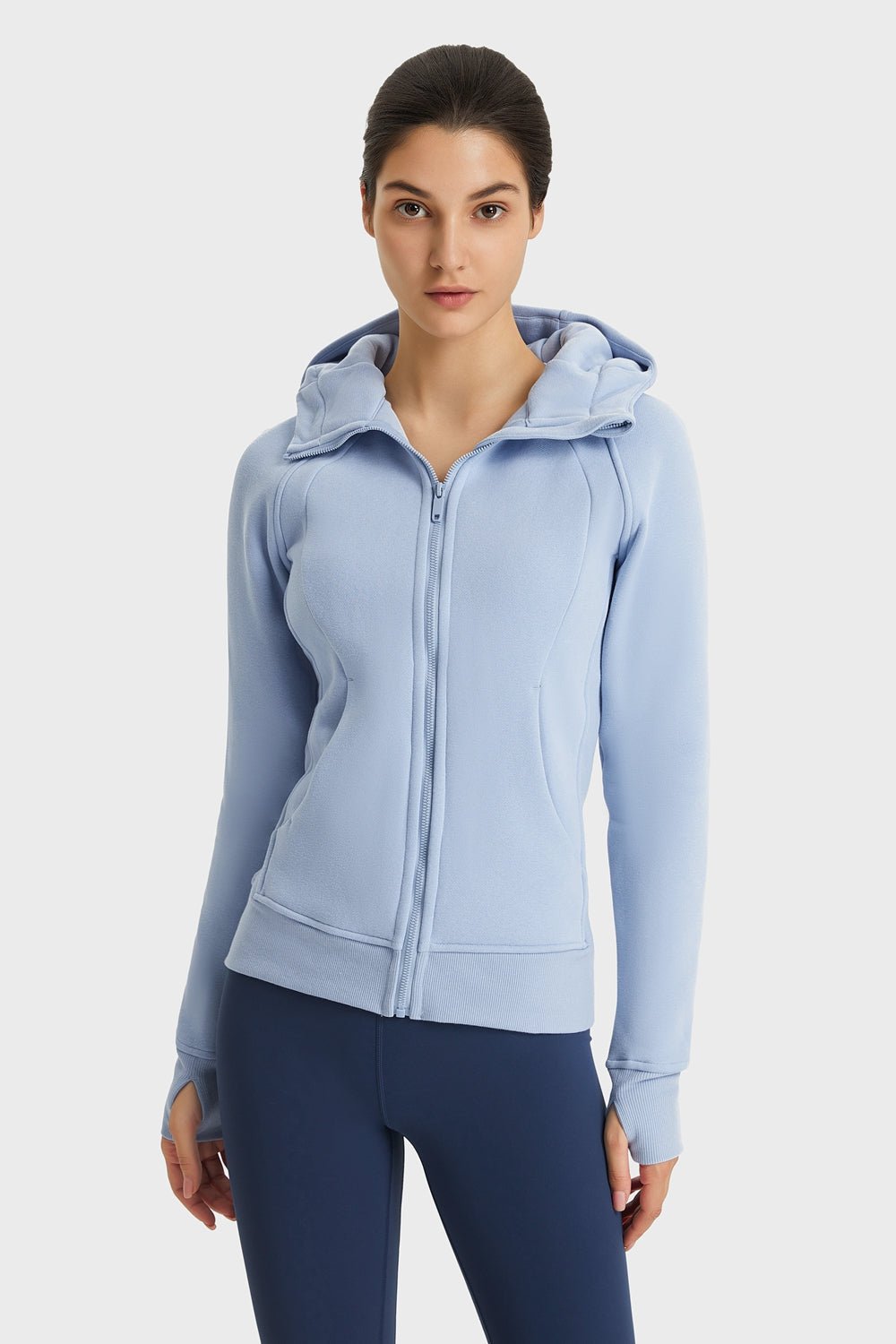 Zip Up Seam Detail Hooded Sports Jacket - Talk to the tee store