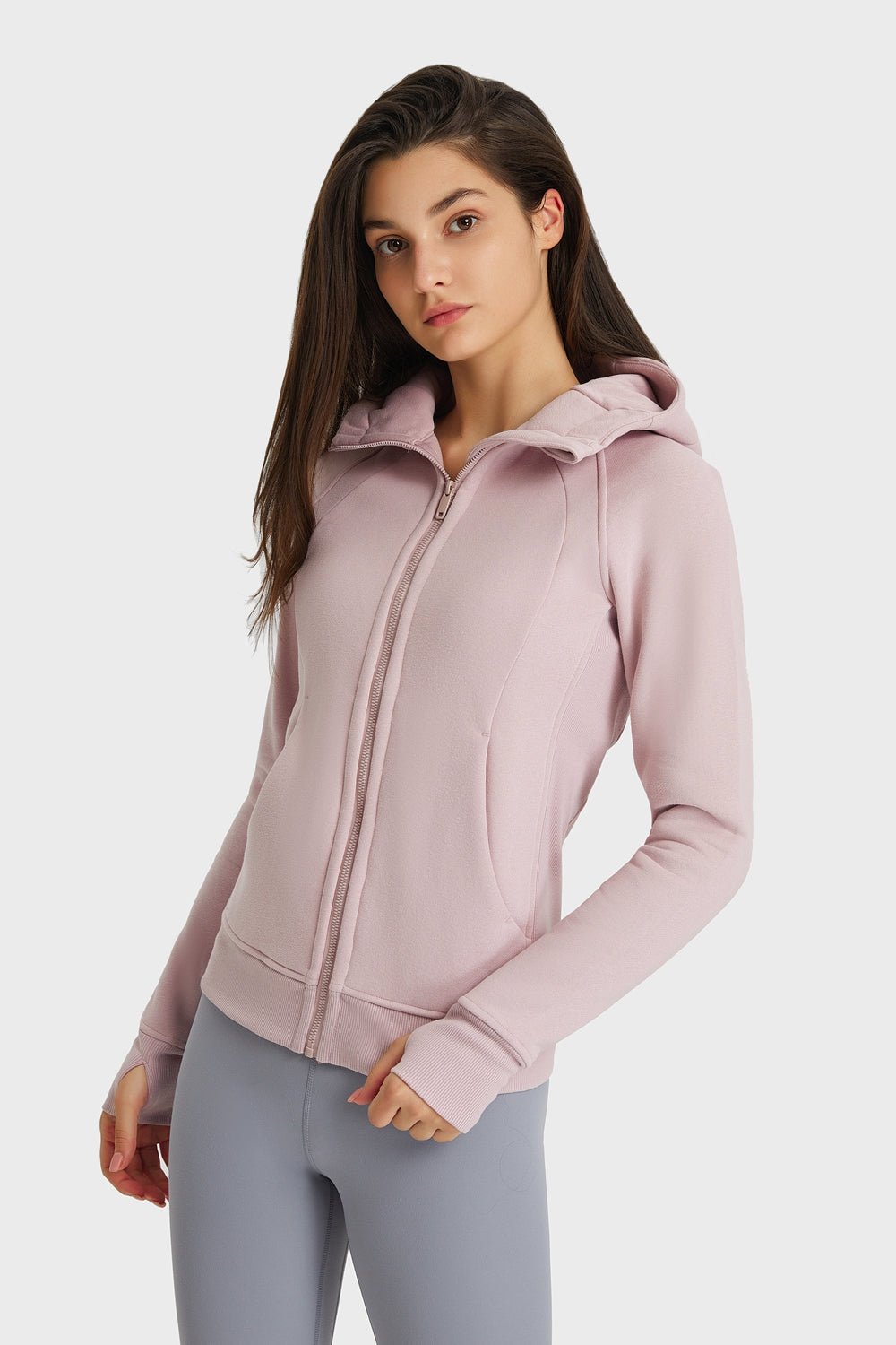 Zip Up Seam Detail Hooded Sports Jacket - Talk to the tee store
