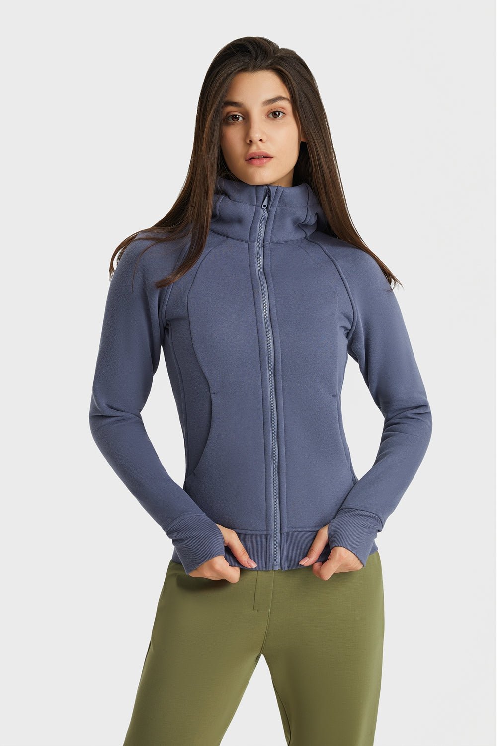 Zip Up Seam Detail Hooded Sports Jacket - Talk to the tee store