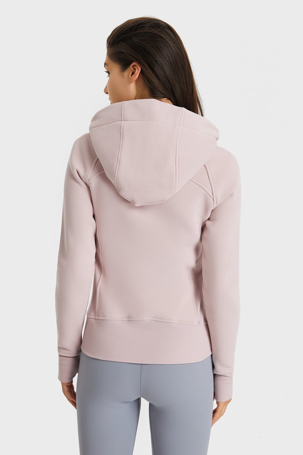 Zip Up Seam Detail Hooded Sports Jacket - Talk to the tee store