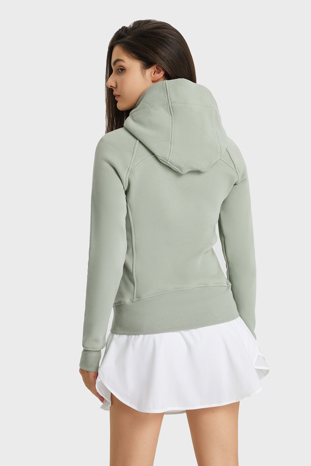 Zip Up Seam Detail Hooded Sports Jacket - Talk to the tee store