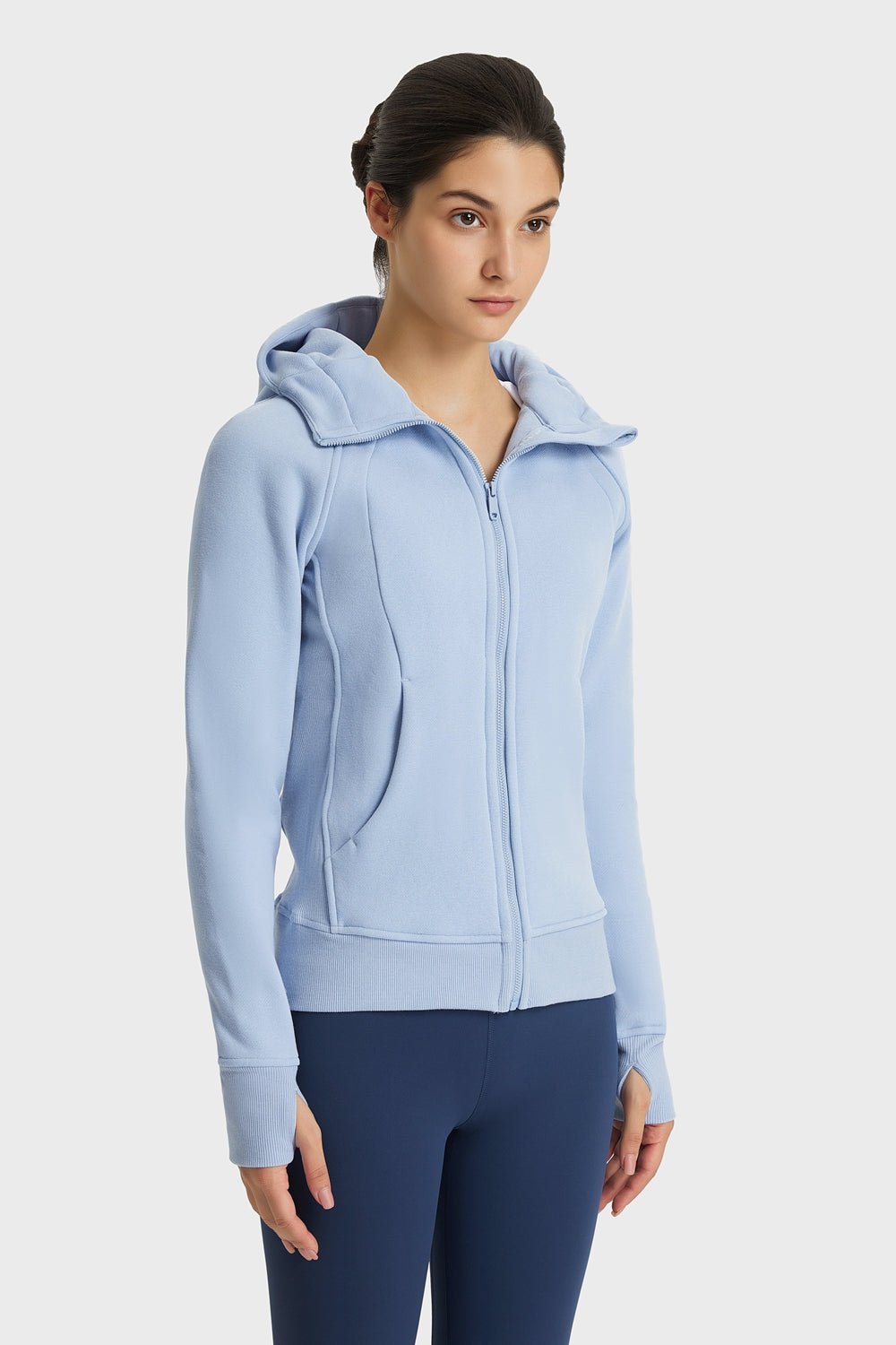 Zip Up Seam Detail Hooded Sports Jacket - Talk to the tee store